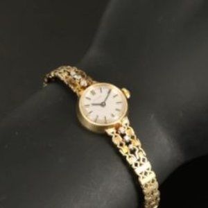 Vintage 14K Doxa Diamond Stem Wind Wristwatch